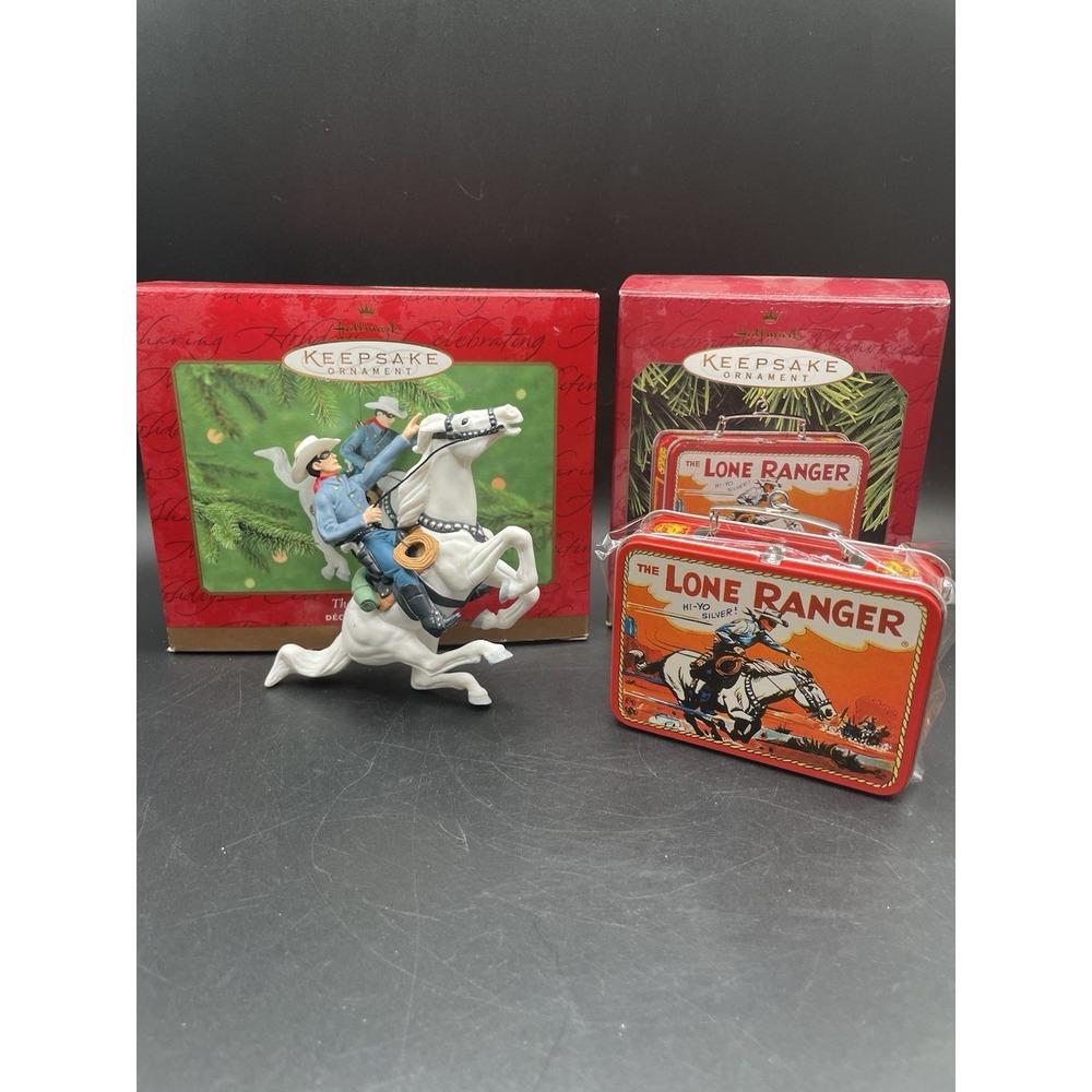 LONE RANGER HALLMARK ORNAMENT Lot 2000 HI-YO SILVER HORSE +1997 LUNCH BOX  W/box